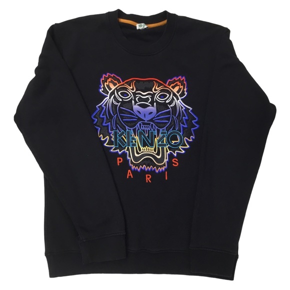 KENZO Paris Tiger logo Black Unisex Men Crewneck Pullover